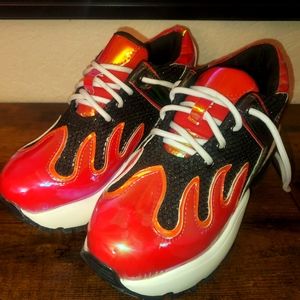 YRU Blaz3 (Blaze) Red Holographic Flame Sneakers